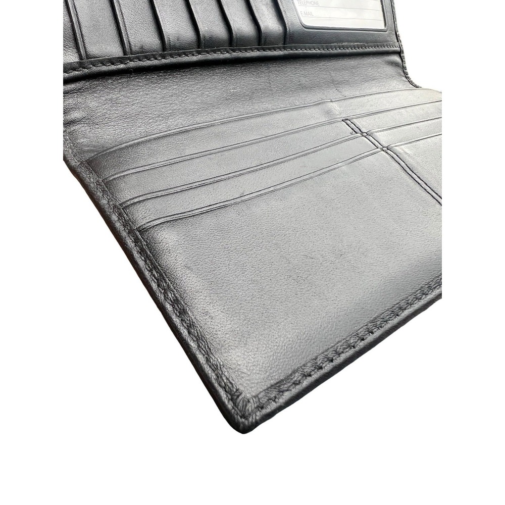 Coach Signature Long Trifold Wallet Black Coin Pocket Card Slots Used - Picture 4 of 12
